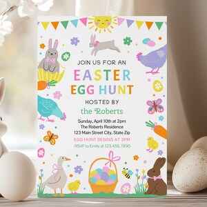 Editable Easter Egg Hunt Invitation Neighborhood Easter Egg Hunt Party Spring  Easter Egg Hunt id: EGH1