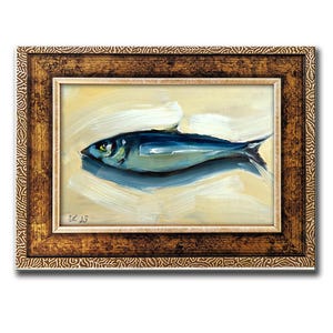 Sardine Oil Painting – Original Fish Artwork – Coastal Kitchen Decor – Nautical Wall Art – 4x6” Seafood Still Life