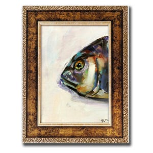 Colorful Fish Still Life Oil Painting Original Ocean Kitchen Wall Art Seafood Decor Canvas Artwork Custom Hand-Painted