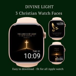 Christelijke Apple Watch Face-bundel, gouden kruis, duif, bijbelversbehang (digitale download)