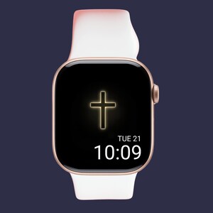 Leuchtendes Goldkreuz Apple-Uhr-Gesicht | Moderne minimalistische Glaube Tapete | christlicher digitaler Download Bild 5