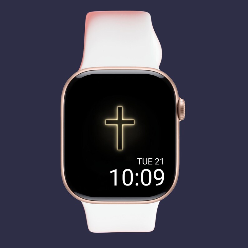 Leuchtendes Goldkreuz Apple-Uhr-Gesicht | Moderne minimalistische Glaube Tapete | christlicher digitaler Download Bild 5