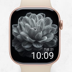 Minimalistische Monochrome Blumen Apple Watch Wallpaper | "Elegantes ""Black & White Floral Ziffernblatt"" (Digital Download)"