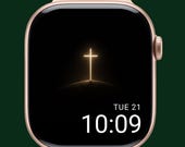 Minimalist Gold Cross Apple Watch Face, Christian Smartwatch Wallpaper (Digital Download)