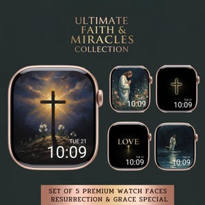 Lot Christian Apple Watch Faces : Foi, miracles, oeuvre d'art de la croix de Pâques (téléchargement numérique)