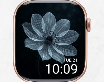 Minimal Black Flower Apple Watch Wallpaper | Elegant Floral Watch Face Background