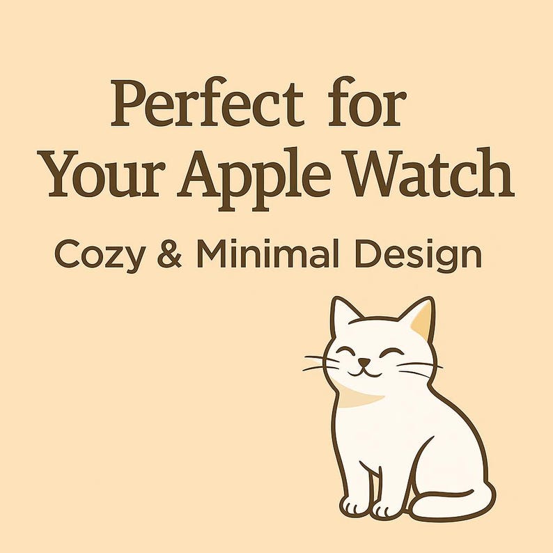Minimal cozy Apple Watch wallpaper gift, cute cat illustration for Halloween lovers, aesthetic digital watch face file