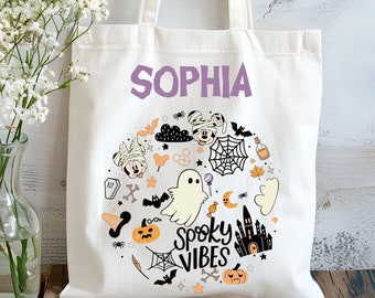 Personalized Disney Halloween Tote Bag, Mickey Mouse Spooky Gift