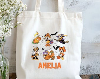 Custom Disney Halloween Tote Bag, Personalized Mickey and Friends Gift