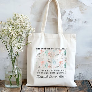 Floral Classical Conversations Christian Tote Bag, Religious gift Women Bags, CC Homeschool Totes, Boho Bible Verse Bag, Reusable Faith Bags, Spiritual Tote Bag, Religious Saying Bag, Christian Apparel, Jesus Canvas Tote, Eco Friendly Psalm Girl Bags