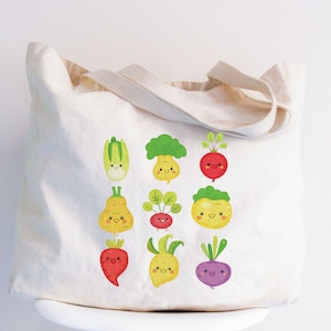 Vegetable Canvas Tote Bag, Farmer&#39;s Market Cotton Bag, Veggie Garden Bag, Farm Tote Bag, Vegetables Festival Botanic Bag,Farmers Grocery Bag
