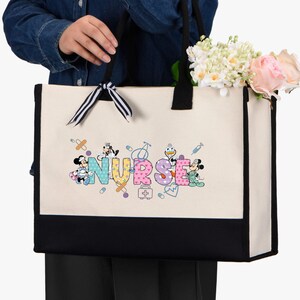 Disney Nurse Cornered Tote Bag,  Nurse's Day Bag, Nurse Bags, Nurse Graduation Gift, Nursing Totes, Best Nurse Gift, Mickey Nurse Bag, Nurse Week Bag, Nurse's Day Bag, Nursing Totes, Best Nurse Gift, Mickey Nurse Bag, Nurse Week Bag, Nurse's Day Bag, ER Nursing Tote, RN Nurse Girl Bag, ICU Nurse Bag, Nurse Anesthetist Tote, RN Canvas Bag, Nursing Lpn Cna Bag