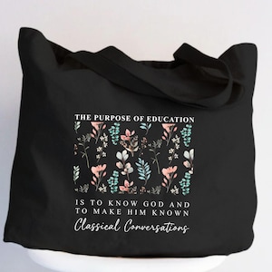 Floral Classical Conversations Christian Tote Bag, Religious gift Women Bags, CC Homeschool Totes, Boho Bible Verse Bag, Reusable Faith Bags image 7