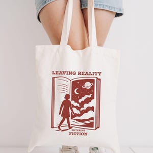 Book Lover Tote Bag Gift, Leaving Reality Entering Fiction, Aesthetic Bookish Bag, Reading Lover Bag, Bibliophile Gift, Book Bag, Back To School Bag, Book Bag Gift, Bookworm Gift, Tote Bag For School, Literary Tote Bag Gift, Cute Reusable Book Bag, Book Club Gift, bookish gifts, bookish merch, librarian gifts, reading accessories, love reading, teacher tote bag
