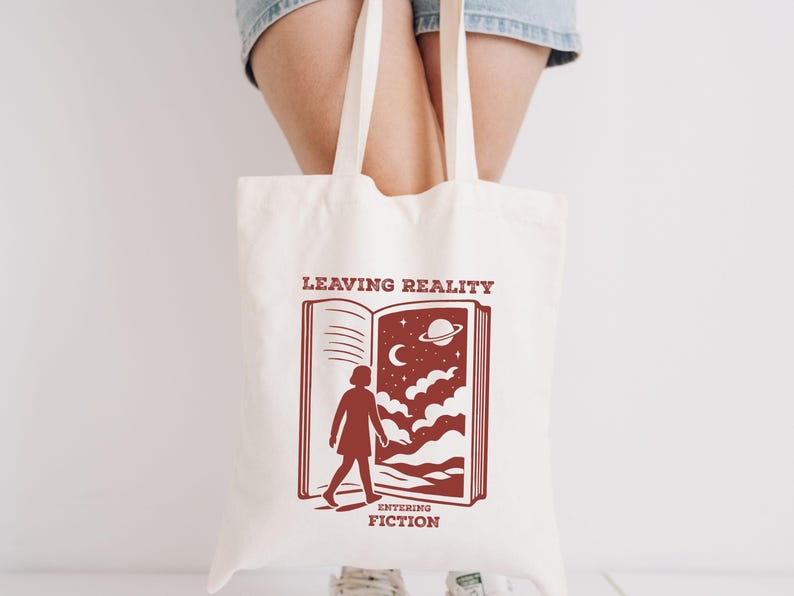 Book Lover Tote Bag Gift, Leaving Reality Entering Fiction, Aesthetic Bookish Bag, Reading Lover Bag, Bibliophile Gift, Book Bag, Back To School Bag, Book Bag Gift, Bookworm Gift, Tote Bag For School, Literary Tote Bag Gift, Cute Reusable Book Bag, Book Club Gift, bookish gifts, bookish merch, librarian gifts, reading accessories, love reading, teacher tote bag