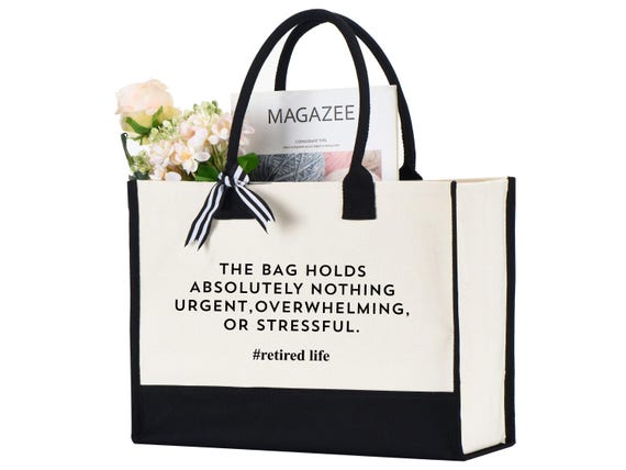 Retired Life Cornered Tote Bag, Retirement Canvas Bag Gift, Retirement Gift Bag, Funny Retirement Cornered Tote Bag, Retired Gifts For Woman