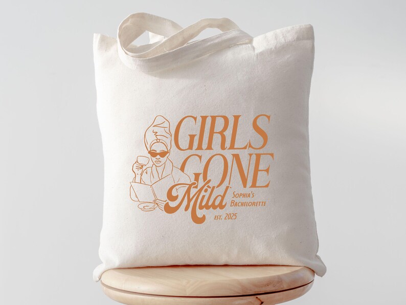 Girls Gone Mild Bachelorette Tote Bag, Bride Tote Bag, Bridal Shower Gift, Spa Bachelorette Tote, Personalized Spa Weekend Tote, Bridesmaids Gifts for Bachelorette, Custom Tote Bag, Personalized Tote, Wedding Welcome Bag, Engagement Bridesmaid Bag, Bride Bags, Canvas Tote Bag, Girls Trip Favor, Gift for Girls Trip, Gift for Bachelorette Weekend, Spa Bachelorette Party Favor