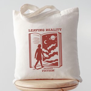 Book Lover Tote Bag Gift, Leaving Reality Entering Fiction, Aesthetic Bookish Bag, Reading Lover Bag, Bibliophile Gift, Book Bag, Back To School Bag, Book Bag Gift, Bookworm Gift, Tote Bag For School, Literary Tote Bag Gift, Cute Reusable Book Bag, Book Club Gift, bookish gifts, bookish merch, librarian gifts, reading accessories, love reading, teacher tote bag