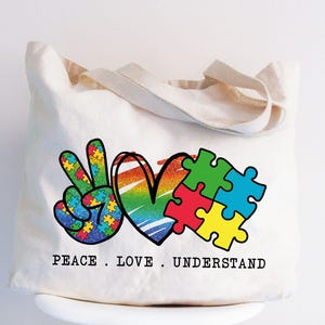 Autism Awareness Support Tote Bag, Special Needs Gifts, Teacher Autism Mom Gift, Motivational Awareness Therapist, Positive Messager Bag