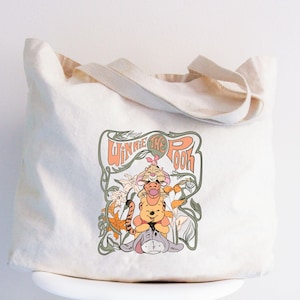 Retro Winnie The Pooh Tote Bag, Pooh and Friends Tote Bag Gift, Gift For Her, Cute Tote Bag, Canvas Tote Bag, Disney Tote Bag, Pooh Lover