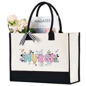 Disney Nurse Cornered Tote Bag,  Nurse's Day Bag, Nurse Bags, Nurse Graduation Gift, Nursing Totes, Best Nurse Gift, Mickey Nurse Bag, Nurse Week Bag, Nurse's Day Bag, Nursing Totes, Best Nurse Gift, Mickey Nurse Bag, Nurse Week Bag, Nurse's Day Bag, ER Nursing Tote, RN Nurse Girl Bag, ICU Nurse Bag, Nurse Anesthetist Tote, RN Canvas Bag, Nursing Lpn Cna Bag