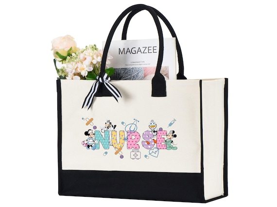 Disney Nurse Cornered Tote Bag, Nurses Week Gifts, Nurse's Day Bag, Nurse Graduation Gift, RN Nursing Totes, Best Nurse, Mickey Nurse Bag
