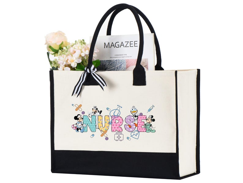 Disney Nurse Cornered Tote Bag,  Nurse's Day Bag, Nurse Bags, Nurse Graduation Gift, Nursing Totes, Best Nurse Gift, Mickey Nurse Bag, Nurse Week Bag, Nurse's Day Bag, Nursing Totes, Best Nurse Gift, Mickey Nurse Bag, Nurse Week Bag, Nurse's Day Bag, ER Nursing Tote, RN Nurse Girl Bag, ICU Nurse Bag, Nurse Anesthetist Tote, RN Canvas Bag, Nursing Lpn Cna Bag