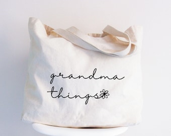 Grandma Things Cotton Tote Bag, Gift for Nana