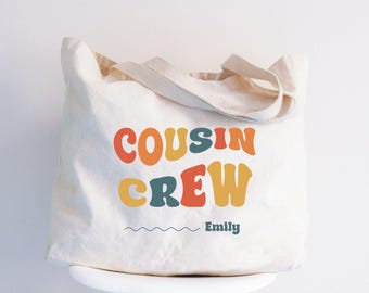 Personalized Cousin Crew Tote Bag, Family Reunion Gift