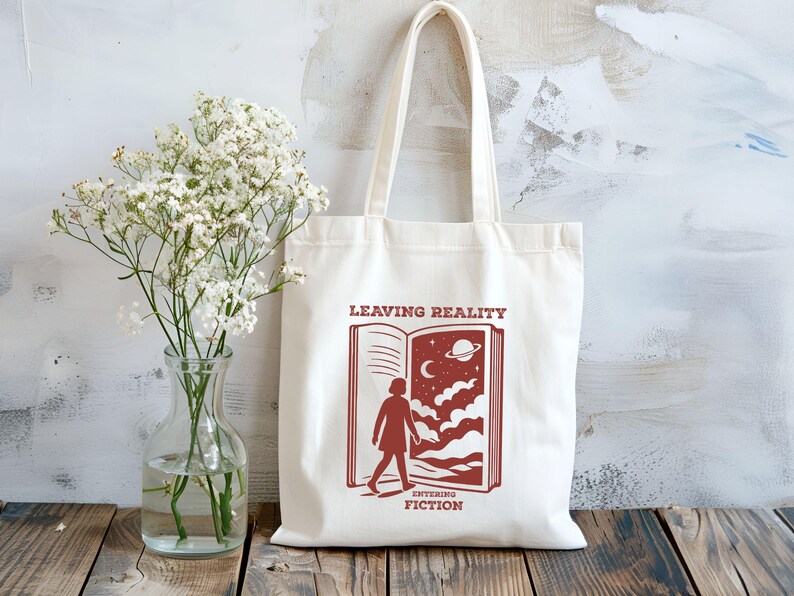 Book Lover Tote Bag Gift, Leaving Reality Entering Fiction, Aesthetic Bookish Bag, Reading Lover Bag, Bibliophile Gift, Book Bag, Back To School Bag, Book Bag Gift, Bookworm Gift, Tote Bag For School, Literary Tote Bag Gift, Cute Reusable Book Bag, Book Club Gift, bookish gifts, bookish merch, librarian gifts, reading accessories, love reading, teacher tote bag