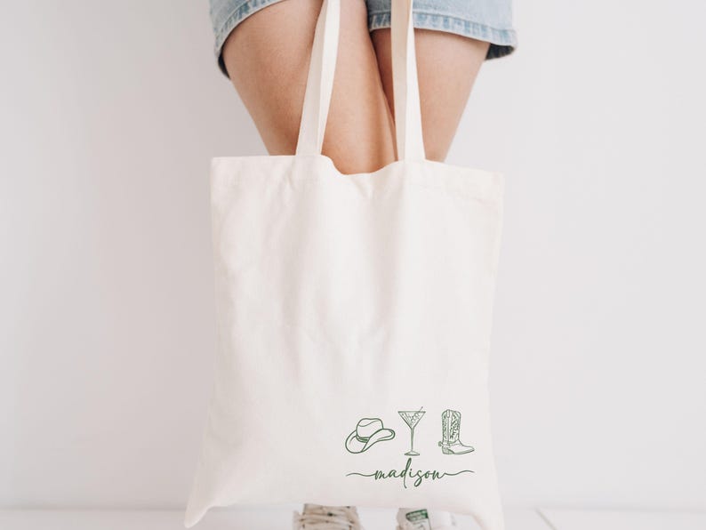 Western Cowgirl Bachelorette Tote Bags, Custom Bridal Shower Gift ...