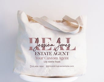 Custom Real Estate Agent Tote Bag, Personalized Realtor Gift