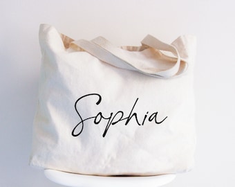 Personalized Name Canvas Tote Bag, Custom Bachelorette Gift