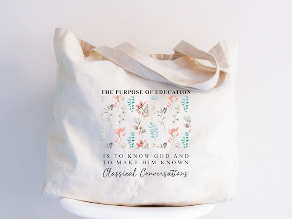Floral Classical Conversations Christian Tote Bag, Religious gift Women Bags, CC Homeschool Totes, Boho Bible Verse Bag, Reusable Faith Bags