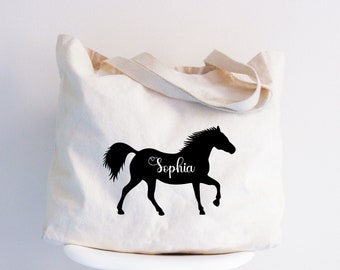 Personalized Horse Tote Bag: Equestrian Gift for Horse Lovers