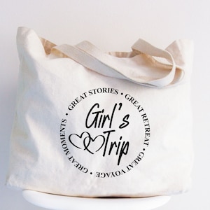 Custom Girls Trip Tote Bag, Personalized Girl Weekend Gift Bags, Customized Girls Vacation Totes, Great Memories Friends Bag, Vacay Mode Bag