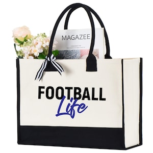 Football Life Cornered Tote Bag, Football Coach Gift, Player Bag, Game Day Tote, Football Team Tote, Sports Season Bag, Soccer Player Bag