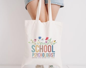 School Psychologist Tote Bag: Floral Design, Appreciation Gift