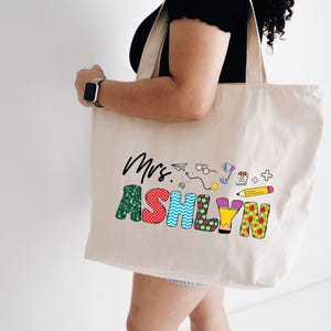 Personalized Teacher Tote Bag, Custom Name Canvas Gift - Etsy