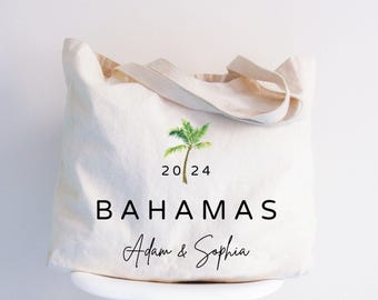 Palm Tree Wedding Welcome Tote Bag, Custom Tropical Gift