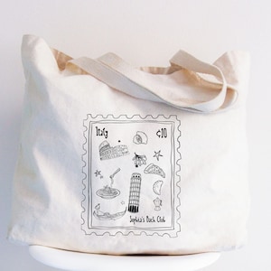 Italy Stamp Tote, Italy Welcome Bag, Italy Wedding Favor, Custom Italy Totes, Wedding Guest Favors, Welcome Bags, Italy Bachelorette Tote