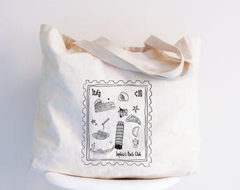 Italy Stamp Cotton Tote Bag: Wedding Welcome Favor