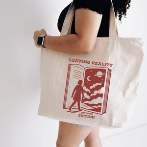 Book Lover Tote Bag Gift, Leaving Reality Entering Fiction, Aesthetic Bookish Bag, Reading Lover Bag, Bibliophile Gift, Book Bag, Back To School Bag, Book Bag Gift, Bookworm Gift, Tote Bag For School, Literary Tote Bag Gift, Cute Reusable Book Bag, Book Club Gift, bookish gifts, bookish merch, librarian gifts, reading accessories, love reading, teacher tote bag