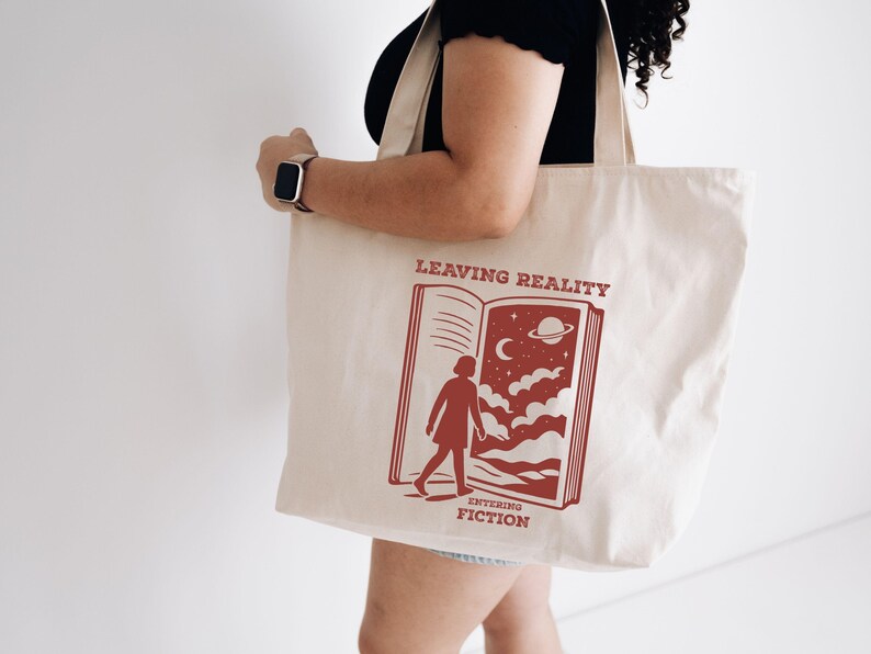 Book Lover Tote Bag Gift, Leaving Reality Entering Fiction, Aesthetic Bookish Bag, Reading Lover Bag, Bibliophile Gift, Book Bag, Back To School Bag, Book Bag Gift, Bookworm Gift, Tote Bag For School, Literary Tote Bag Gift, Cute Reusable Book Bag, Book Club Gift, bookish gifts, bookish merch, librarian gifts, reading accessories, love reading, teacher tote bag