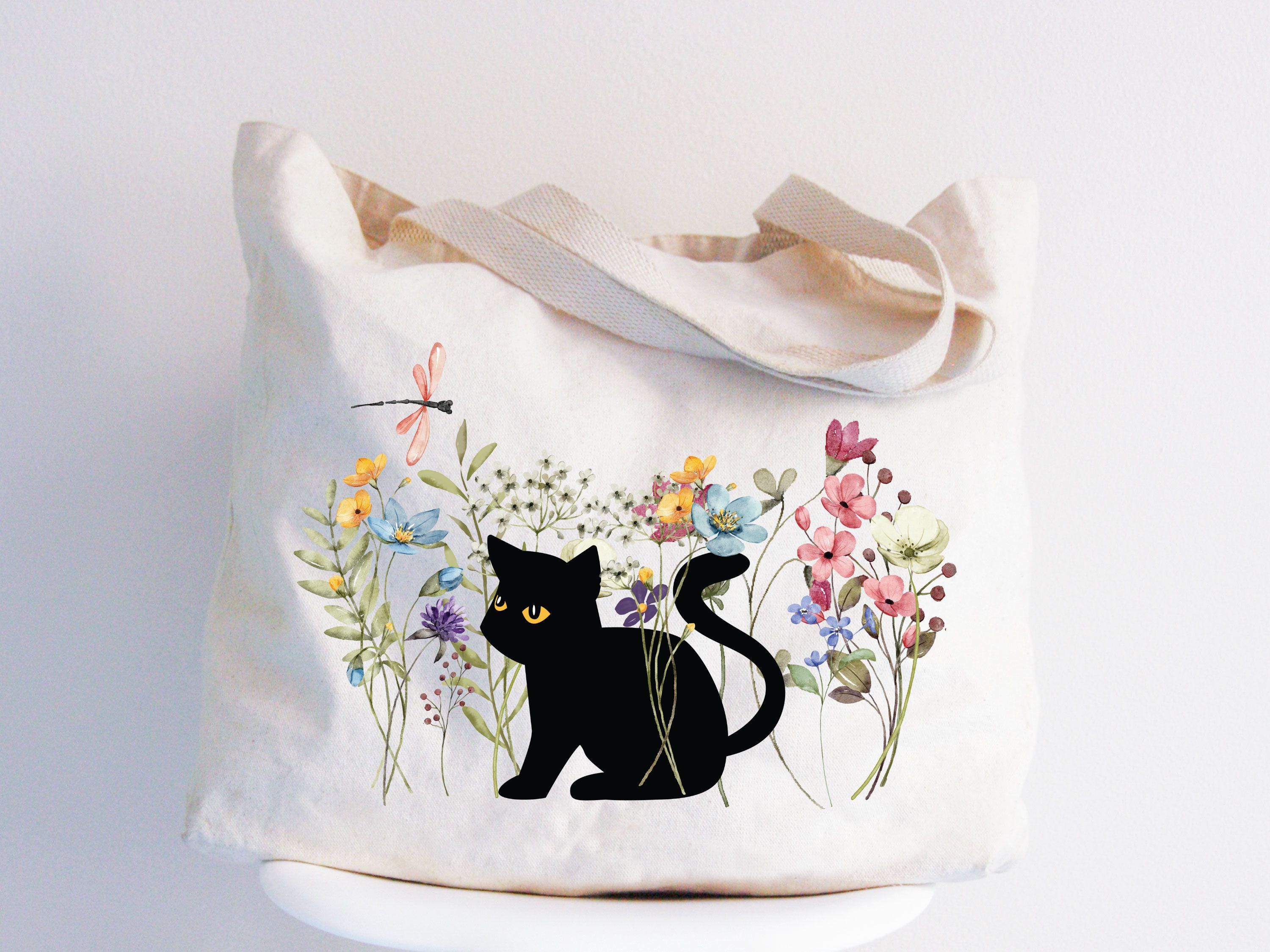 Cats, Embroidered Tote Bag, 14x14\