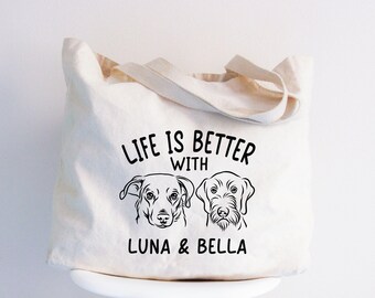 Custom Dog Tote Bag, Personalized Pet Owner Gift, Custom Pet Portrait Favor, Dogs Mom Totes, Puppy Canvas Bag, Pet Memorial Bag