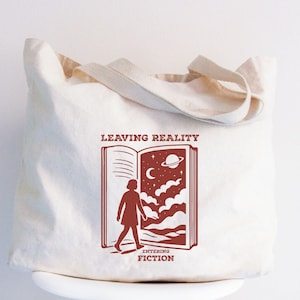 Book Lover Tote Bag Gift, Leaving Reality Entering Fiction, Aesthetic Bookish Bag, Reading Lover Bag, Bibliophile Gift, Book Bag, Back To School Bag, Book Bag Gift, Bookworm Gift, Tote Bag For School, Literary Tote Bag Gift, Cute Reusable Book Bag, Book Club Gift, bookish gifts, bookish merch, librarian gifts, reading accessories, love reading, teacher tote bag