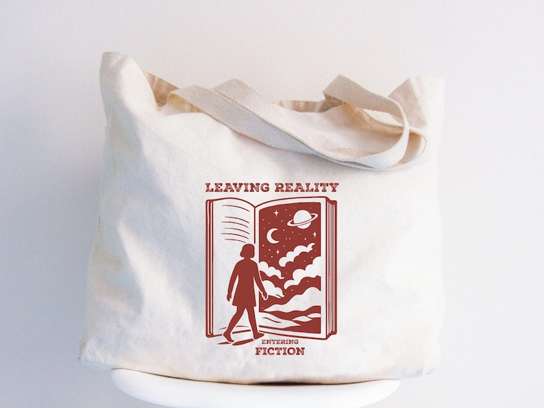 Book Lover Tote Bag Gift, Leaving Reality Entering Fiction, Aesthetic Bookish Bag, Reading Lover Bag, Bibliophile Gift, Book Bag, Back To School Bag, Book Bag Gift, Bookworm Gift, Tote Bag For School, Literary Tote Bag Gift, Cute Reusable Book Bag, Book Club Gift, bookish gifts, bookish merch, librarian gifts, reading accessories, love reading, teacher tote bag