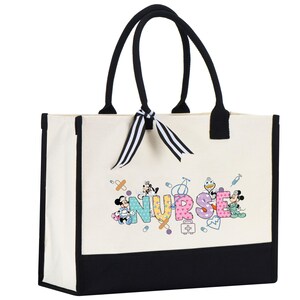 Disney Nurse Cornered Tote Bag,  Nurse's Day Bag, Nurse Bags, Nurse Graduation Gift, Nursing Totes, Best Nurse Gift, Mickey Nurse Bag, Nurse Week Bag, Nurse's Day Bag, Nursing Totes, Best Nurse Gift, Mickey Nurse Bag, Nurse Week Bag, Nurse's Day Bag, ER Nursing Tote, RN Nurse Girl Bag, ICU Nurse Bag, Nurse Anesthetist Tote, RN Canvas Bag, Nursing Lpn Cna Bag