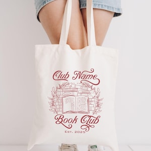 Custom Book Club Tote Bag, Personalized Reading Club Gift, Bookworm Gift, Bookish Gift, Book Lover Bag, Booktok Merch, Booktrovert Tote Bag image 2